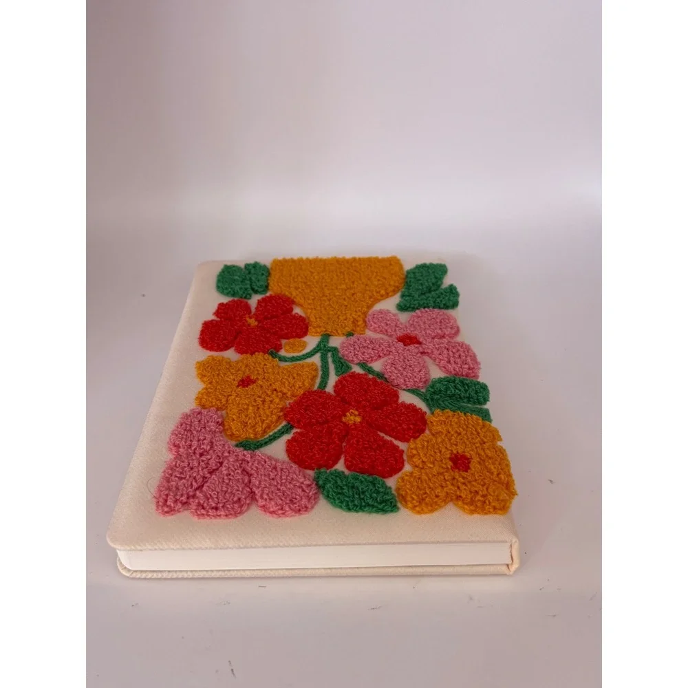 Corner Office by Jot Tufted Floral Embroidery Crewel Lined Notebook 6x8.5 Boho